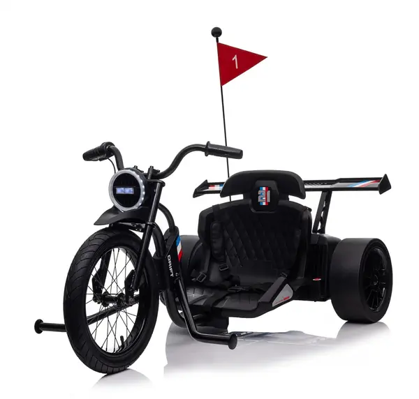 Motocicleta electrica pentru copii intre 5-12 ani, Kinderauto Drift-Trike, 500W, 24V 10Ah, neagra