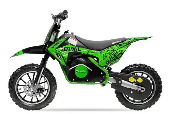 Motocicleta electrica pentru copii NITRO Eco Serval 500W cu roti 10 10 inch, culoare Verde