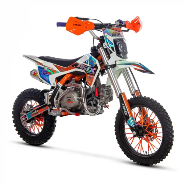 Motocicleta Enduro Cross Asix XB27, 110cc, 4T, roti 14 12 , far, pornire electromotor, semi-automat, culoare portocaliu albastru