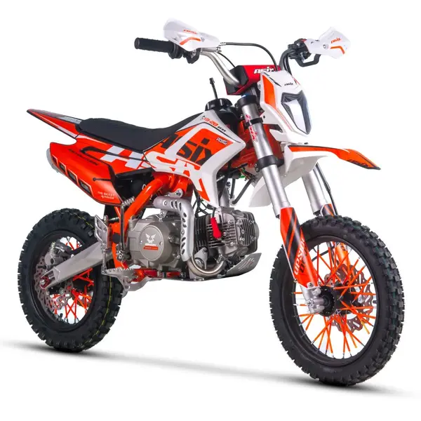Motocicleta Enduro Cross Asix XB28 110cc,roti 14 12, automat, pornire electrica, far, culoare portocaliu gri