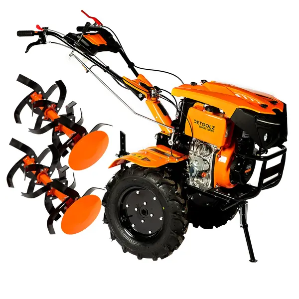 Motocultor motorina, Detoolz, 11CP, 418CC, 4T, 2 viteze inainte + 1 inapoi, pornire electrica, cu roti