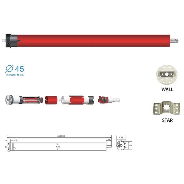 Motor tubular EURO30W/O, 30 Nm, alimentare la retea 230 V