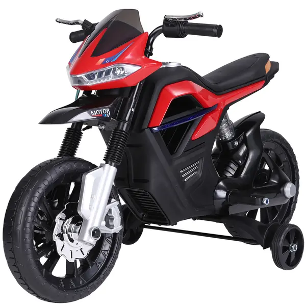 Motoreta Jucarie HOMCOM Suspensie Dubla Muzica si Lumini pentru Copii de la 3 la 6 ani Rosu | Aosom Romania