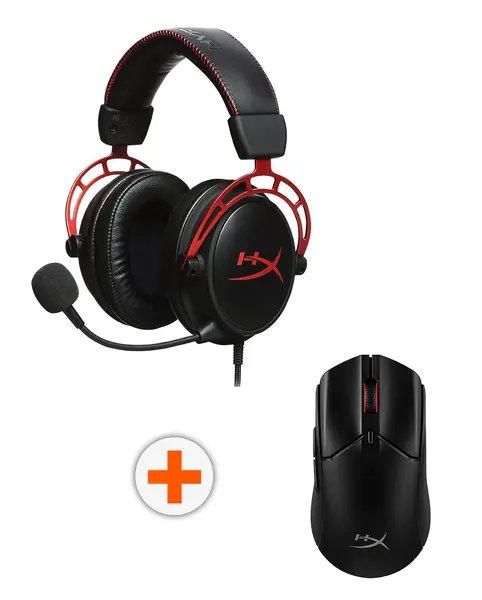 Mouse de gaming HyperX - Pulsefire Haste 2, optic, wireless, negru + căști de gaming HyperX - Cloud Alpha, roșu