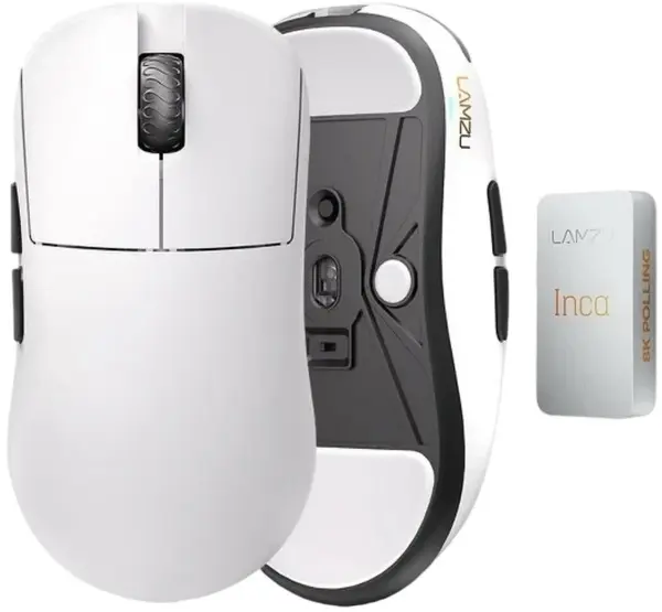Mouse de gaming Lamzu - INCA 8K, optic, wireless, alb