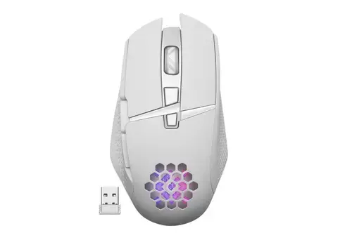 Mouse Gaming Defender Glory GM-514, Wireless 2.4GHz, iluminare, 1200/2400/3200 dpi (Alb)