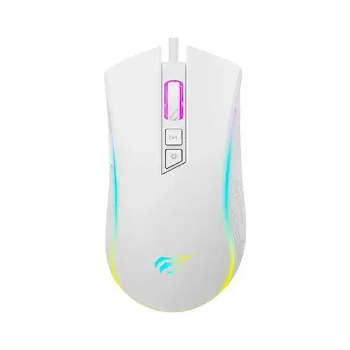 Mouse gaming HAVIT MS1034, iluminare RGB, 4800 dpi, 7 butoane, USB, Alb