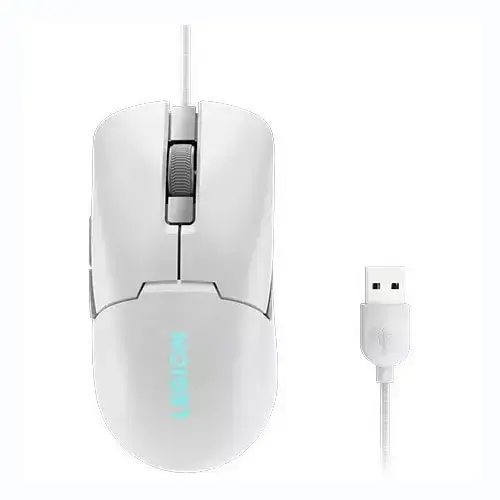 Mouse gaming Lenovo Legion M300s, Iluminare RGB, 8k DPI, Sensor Pixart, Alb