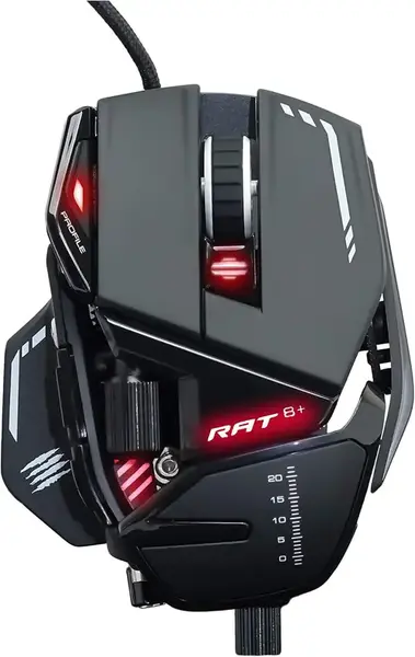 Mouse Gaming Mad Catz R.A.T. 8+, USB, 16000 DPI, 11 butoane programabile, Cameleon RGB (Negru)