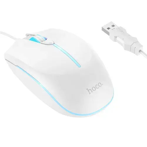 Mouse Gaming Wired USB HOCO GM37, RGB, 2400DPI, Alb