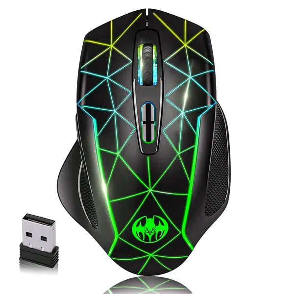 Mouse gaming Wireless cu Jiggler Timebox, 1600DPI, USB Reciver, RGB Led, Negru - Default Title