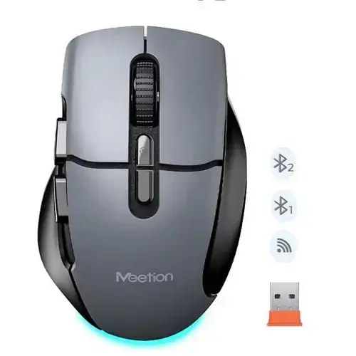 Mouse Meetion BTM001, Wireless 2.4 Ghz, Bluetooth, USB (Negru/Gri)