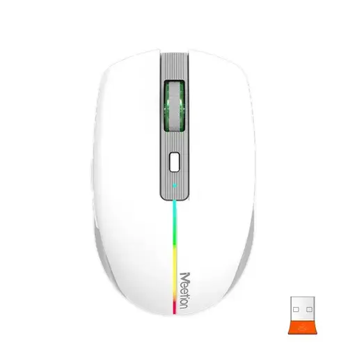 Mouse Meetion BTM002, Wireless 2.4 Ghz, Bluetooth, USB (Alb/Gri)