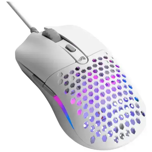 Mouse Optic Glorious PC Gaming Race, USB-A, 12000 DPI, 55g, 6 butoane (Alb)