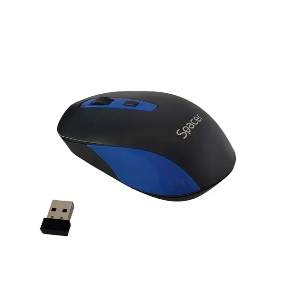 Mouse optic wireless Spacer negru cu albastru Mouse optic wireless Spacer negru cu albastru