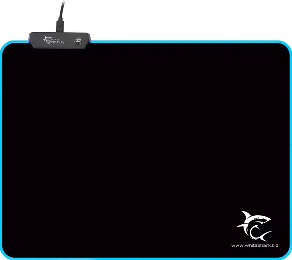 Mouse pad pentru gaming White Shark -LUMINOUS, L, moale, negru