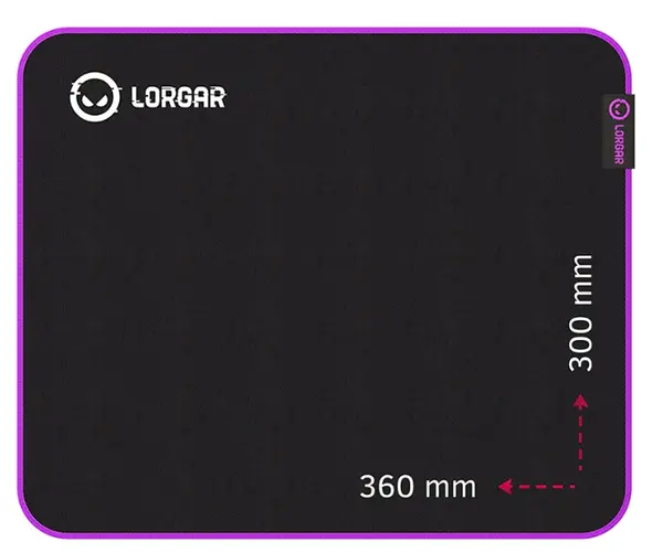Mouse pad pentru jocuri Lorgar - Main 313, L, moale, negru/violet
