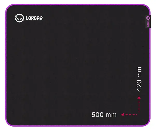 Mouse pad pentru jocuri Lorgar - Main 315, XL, moale, negru/violet
