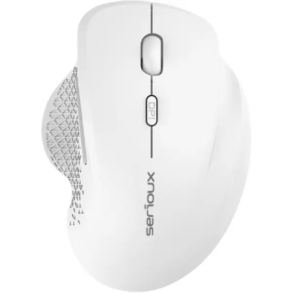 Mouse Serioux Glide 515, 1600 dpi, Click silentios, Ergonomic, Alb