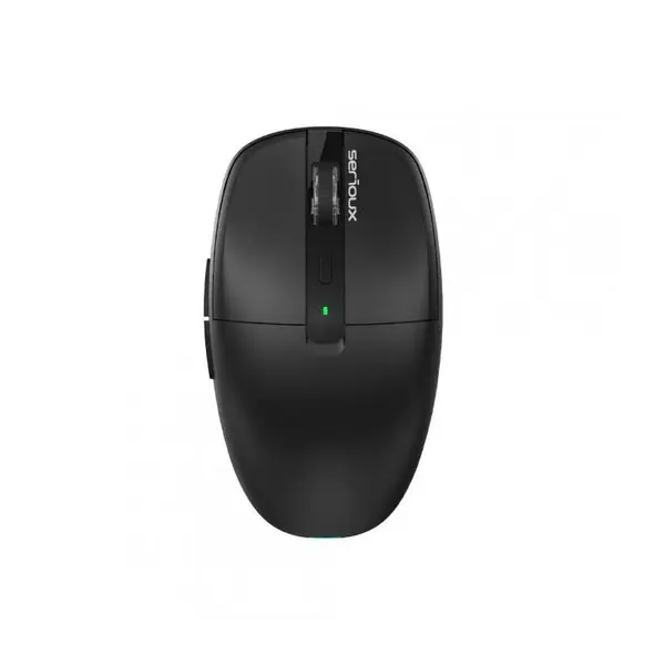 Mouse wireless AirFlow 2.4G + Bluetooth, dual receiver USB‑A/USB‑C, 1600 DPI, 6 butoane, clic silentios, negru
