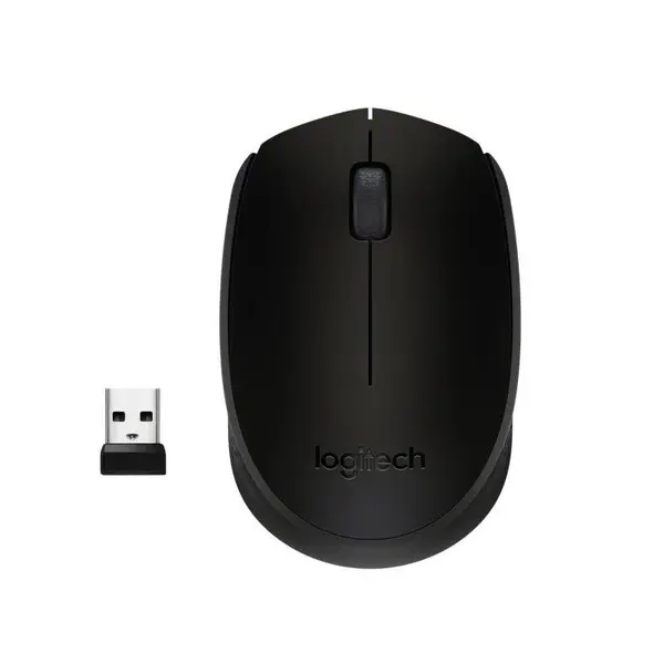 Mouse wireless Logitech B170, optic, interfata USB, rezolutie 1000 DPI, numar butoane 2/1, negru