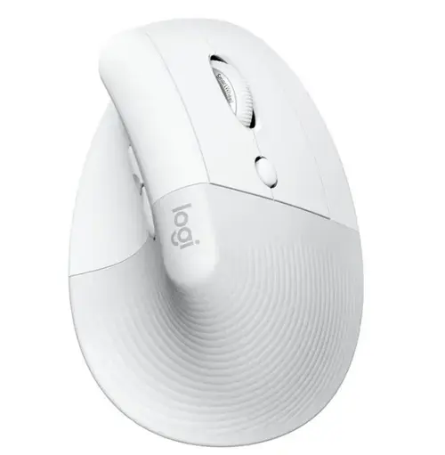 Mouse Wireless Logitech Lift Right Vertical Ergonomic, Bluetooth, 4000 DPI, recomandat pentru mana dreapta (Alb)