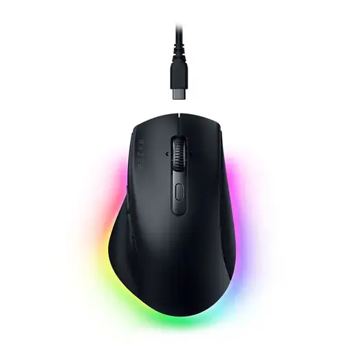 Mouse Wireless Razer Pro Click V2, HyperSpeed 2.4GHz/Bluetooth/USB-C, Ergonomic, AI Prompt Master, 30K DPI (Negru)