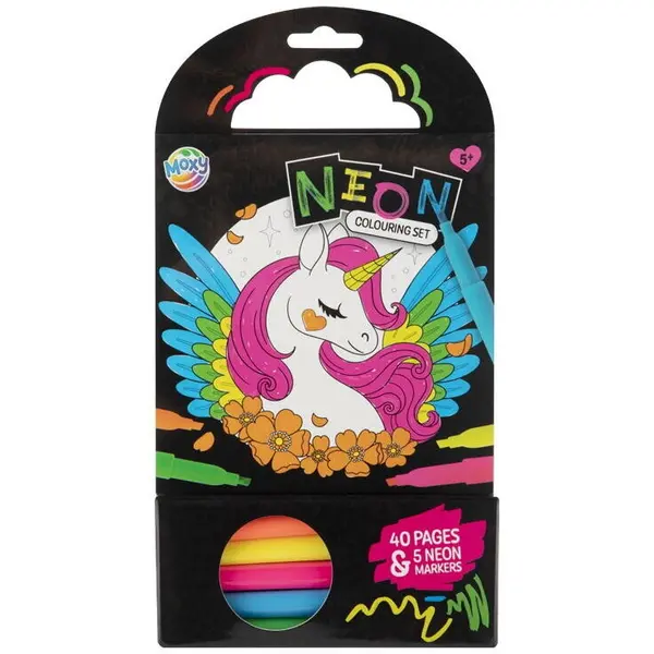 Moxy Carte de colorat cu carioci neon - Peripetiile unicornului