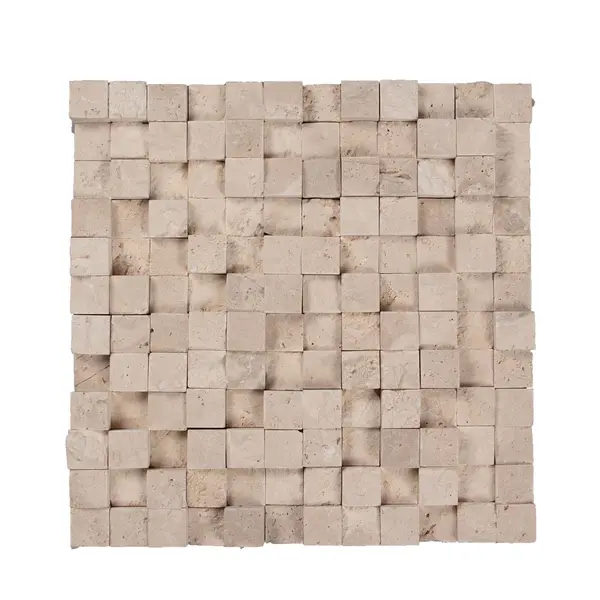 Mozaic Travertin Classic 3D Scapitat, 2.5 x 2.5 cm