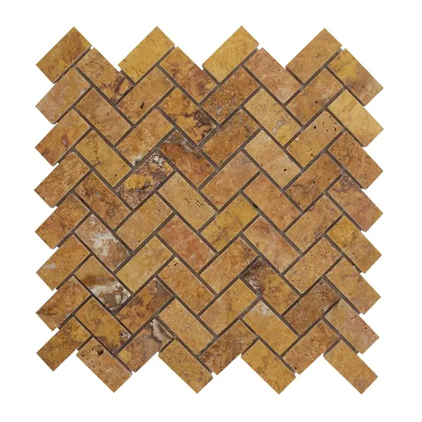 Mozaic Travertin Peach Chevron Polisat, 2.5 x 5 cm