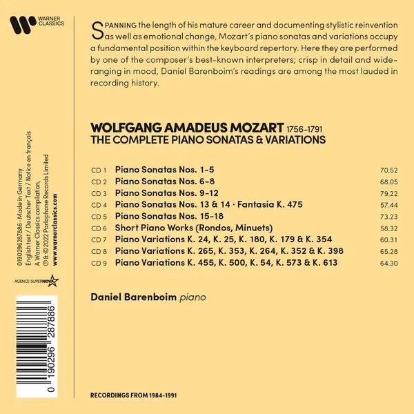 Mozart: Complete Piano Sonatas & Piano Variations (Box Set) | Daniel Barenboim