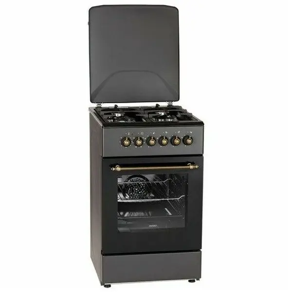 MPM Aragaz MPM MPM-56-KRM-13, plita gaz+electric , 58 L, 4 arzatoare, cuptor electric, latime 50 cm, Negru Antracit