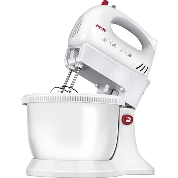 MPM Mixer cu bol MPM MMR-16Z, rotativ, 750W, 3.4l, 5 trepte de viteza, functie TURBO, Alb