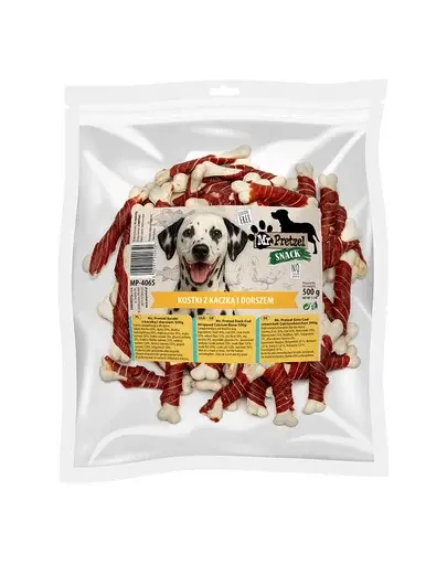 MR. PRETZEL Cuburi cu rață și cod 500 g recompense pentru câini