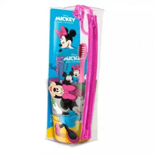 Mr.White set voiaj Minnie Mouse periuta+pahar+pasta dinti cu aroma de menta, 75ml Zephyr Labs