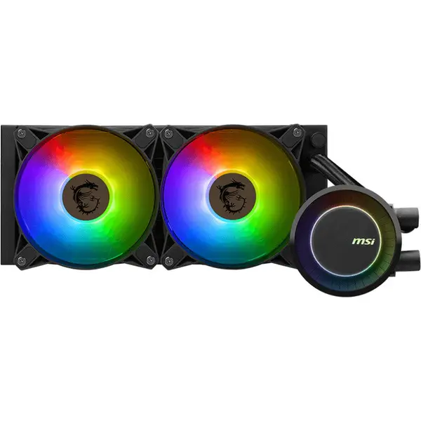 MSI Cooler Procesor MSI MAG CORELIQUID E240 NEGRU, marime radiator 120mm, 2 ventilatoare ARGB