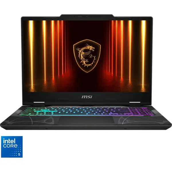 MSI Laptop Gaming MSI Cyborg 15 B2RWEKG, Display 15.6'' FHD (1920x1080), Procesor Intel® Core™ 5 210H, Memorie RAM 16GB DDR5, Capacitate de stocare 512GB SSD, Placa video dedicata NVIDIA GeForce RTX 5050 8GB, Free DOS, Negru (INT Keyboard)