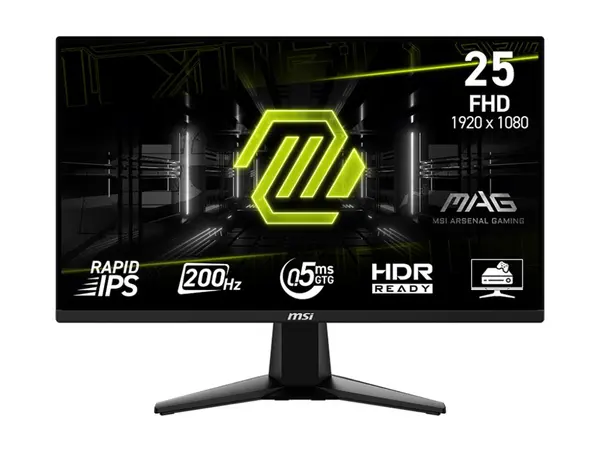 MSI MAG 255F E20 - Monitor Gaming 24.5 Rapid IPS, FHD, 200Hz, 0.5ms, 300 cd m², 2 HDMI, DP