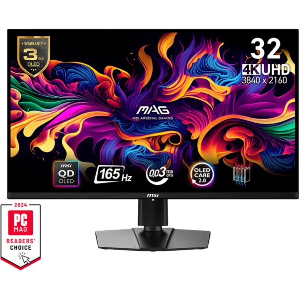 MSI Monitor Gaming, QD-OLED, MSI MAG 321UP, 31.5, UHD 3840 x 2160, HDMI, DipslayPort, 165 Hz, 0.03 ms, Negru
