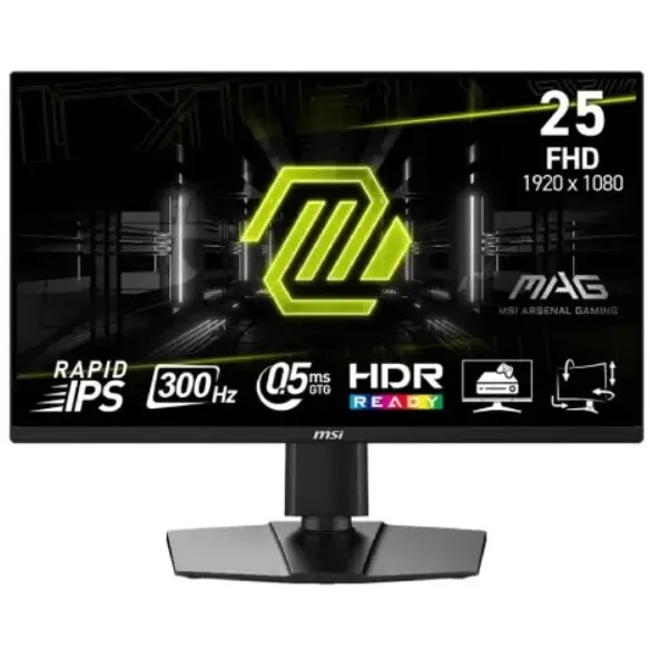 MSI Monitor Gaming Rapid IPS LED MSI MAG 24.5 255PXF, Full HD 1920 x 1080, HDMI, DisplayPort, Boxe, Pivot, 300 Hz, 0.5 ms Negru