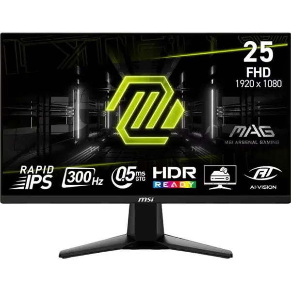 MSI Monitor Gaming Rapid IPS LED MSI MAG 255XF, 24.5 inch, Full HD (1920 x 1080), HDMI, DisplayPort, 300 Hz, 0.5 ms, Negru