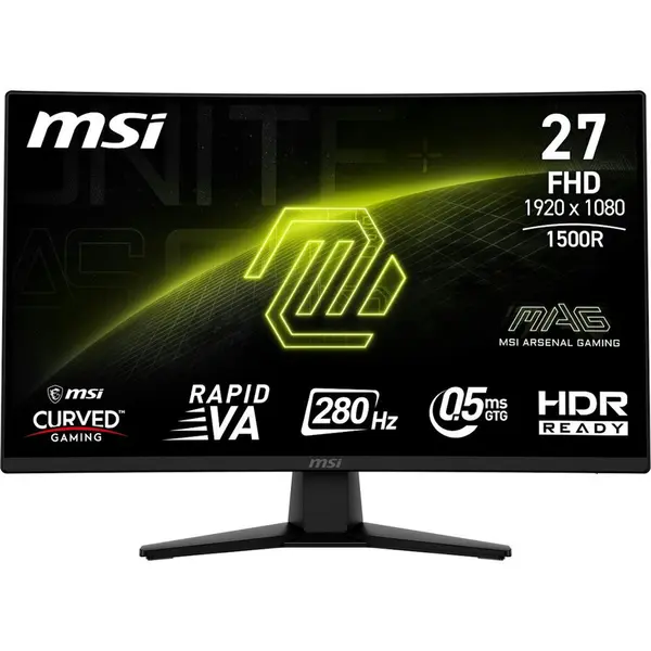 MSI Monitor Gaming Rapid VA LED MSI MAG 27 274CXF, Full HD, 1920 x 1080, HDMI, DisplayPort, Ecran curbat, 280 Hz, 0.5 ms, Negru