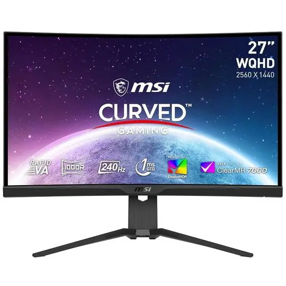 MSI Monitor Gaming Rapid VA LED MSI MAG 27 275CQRXF, WQHD (2560 x 1440), HDMI, DisplayPort, Ecran curbat, 240 Hz, 1 ms, Negru