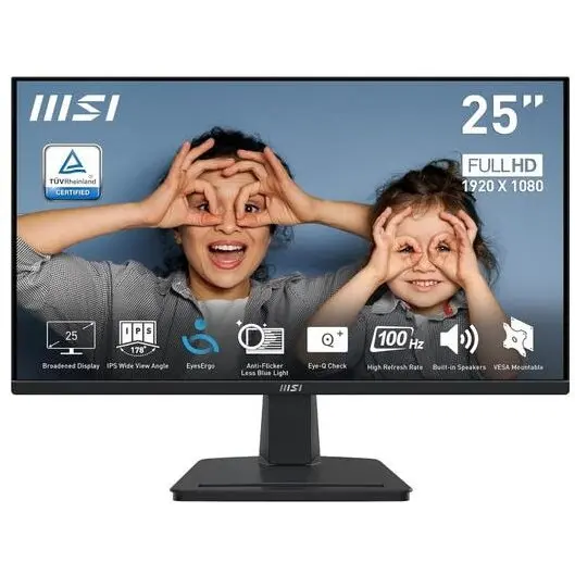 MSI Monitor IPS LED MSI 24.5 PRO MP251, Full HD 1920 x 1080, VGA, HDMI, Boxe, 100 Hz, 1 ms Negru
