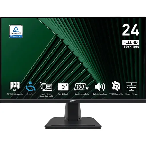 MSI Monitor LED MSI PRO MP245G, 23.8 inch, FHD, IPS, 4ms, 100Hz, Negru