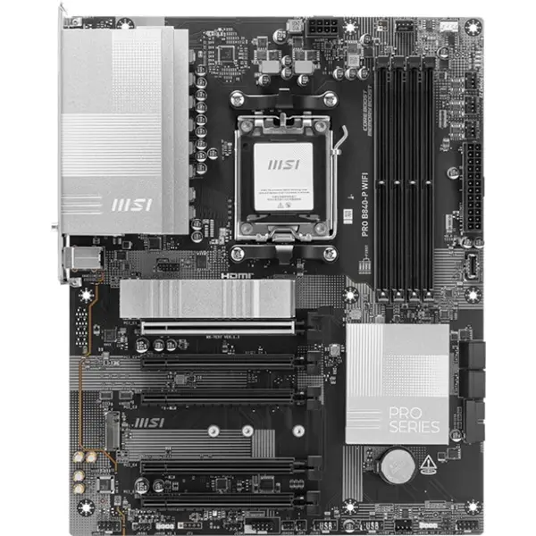 MSI Placa de Baza MSI PRO B840-P WIFI AM5, 4x DDR5, 1x HDMI, 5x PCIE x16, 2x M.2, 4x SATA 6GB/s, ATX