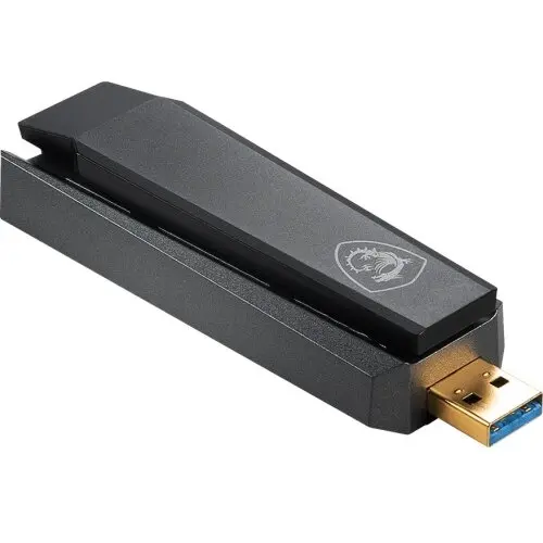 MSI Placa de retea USB WiFi AX1800, MSI, Dual band, 2.4GHz 574Mbit/5GHz 1201Mbit, Gri/Negru