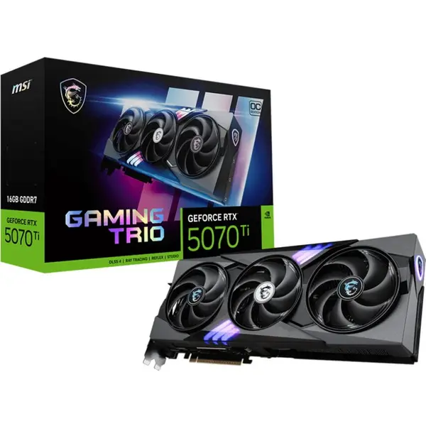 MSI Placa video MSI GeForce RTX 5070 Ti GAMING TRIO OC, DLSS 4, PCIe 5.0, Memorie 16 GB GDDR7, HDMI