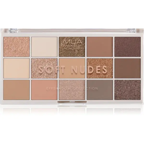 MUA Makeup Academy Eyeshadow Collection 15 Shade Palette paletă cu farduri de ochi culoare Soft Nudes 12 g