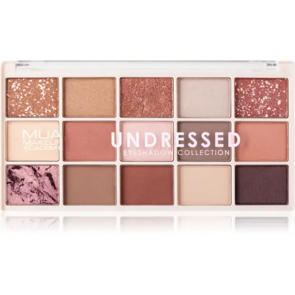 MUA Makeup Academy Eyeshadow Collection 15 Shade Palette paletă cu farduri de ochi culoare Undressed 12 g